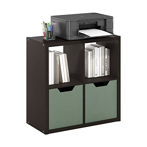 Furinno Cubicle Open Back Decorative Cube Storage Organizer, 4-Cube, Black Dark Oak