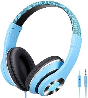 AUSDOM Over-Ear Headphones, Stereo Lightweight Adjustable Wired Headset with Mic, Noise Isolating Comfortable
