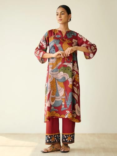 Image of ANNI Designer Women's Rayon Viscose Straight Printed Kurta with Palazzo