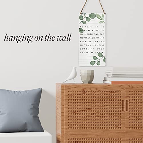 Rustic Christian Gifts For Women Religious Wood Sign Home Farmhouse Wall Hanging Decor Inspirational Wooden Wall Art Décor Decorative Plaque For Home Office Kitchen Bedroom Bathroom Psalm 19 14 #TOP2