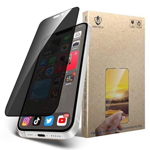 Image of IQShield Privacy Screen Protector Tempered Glass Guard for iPhone 12 Pro Max, 9H Hardness, 2-Way Anti-Spy, Case Friendly [1 Pack]