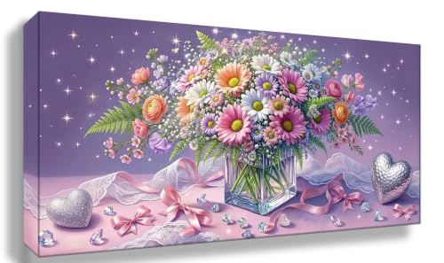 Peinture diamant marguerite adulte cristal 5D au format majestueux 60x120cm