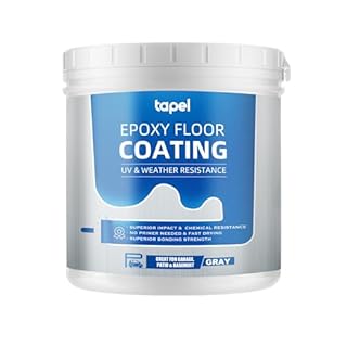 Tapel 3-in-1 Epoxy Floor Coating - Slate Grey 1L (5m²), Primer+Paint+Clear Coat | Non-Slip UV-Resistant for Concrete Garage Floors, Basements & Warehouses – Fast-Drying, Hot Tire Pickup Resistant