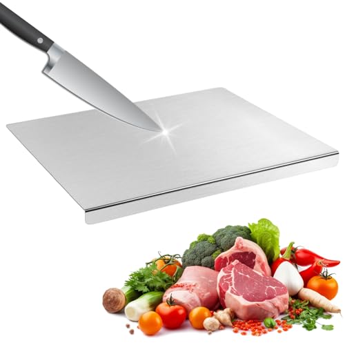 Tabla de cortar de acero inoxidable, 30 x 40 cm, para cocina, acero inoxidable, titanio, tabla de cortar pesada para carne, cocina, pan, verduras y frutas