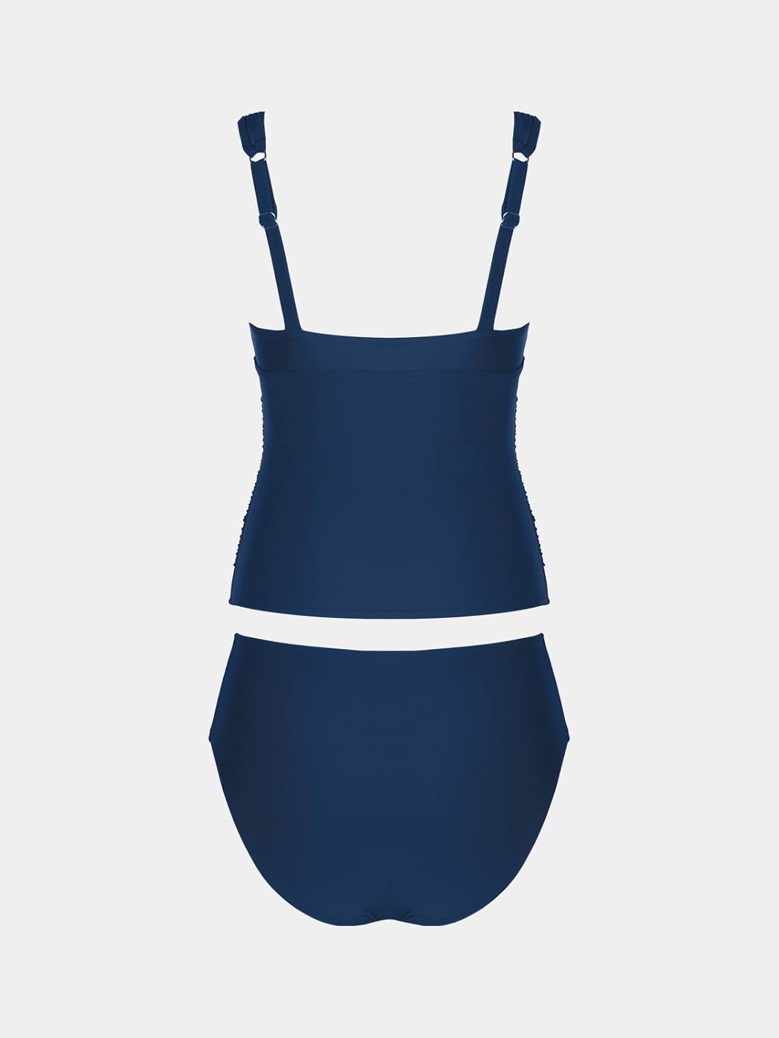 CUPSHE Women's Tankini Sets V Neck Mesh Scalloped Two Piece Bathing Suits Adjustable Straps Mid Rise Swimwear