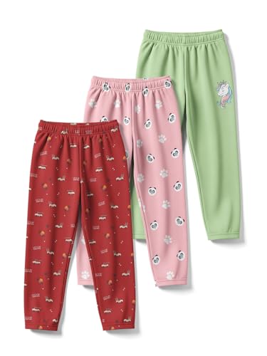 Image of HELLCAT Printed Track Pants for Girls | Blended Cotton Feel Lower | Night Pants & Track Pant Pants | Sizes 3-16 Years | Pack of 3