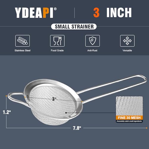 Ydeapi Fine Mesh Small Strainer 3 Inch, Metal Mini Sieve With Sturdy Handle thumb #1