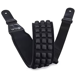 KLIQ AirCell Guitar Strap, SHORT, for Bass &amp; Electric Guitar with 3" Wide Neoprene Pad and Adjustable Length from 38" to 44" (Short), Black