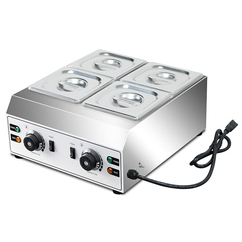 Chocolate Melting Pot 4-Tanks Commercial Chocolate Tempering Machine Chocolate Tempering Pot 2000W Electric Chocolate Melter Pot Chocolate Warmer for Milk Coffee Cheese