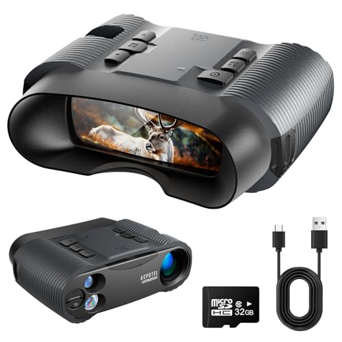 Night Vision Goggles, 4K Night Vision Binoculars for Adult, Rechargeable Infrared Binoculars with Camera, 3'' Ultra HD Screen, 32GB TF Card, 8X Digital Zoom, Hunting, Camping, Security