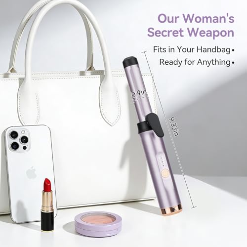 Image of Mini Cordless Curling Iron Travel: Hair Curler USB Rechargeable Portable with 3 Setting Temp 200 Million Negative Ion Curlers for Short Hair