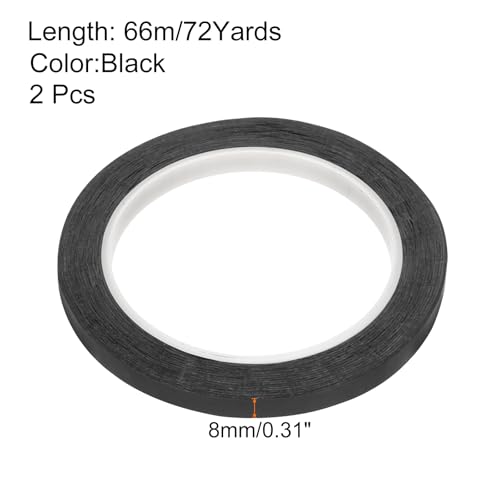Image of uxcell 2 Rolls Black 0.31 Inch x 72 Yards Polyester Film Electrical Tape PET Tape High Temperature Heat Resistant Tape for Transformer Motor Wire 5S Positioning Logo,8mm x 66m