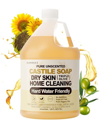FLOWHYET Moisturizing Castile Soap Liquid Unscented 1 Gallon