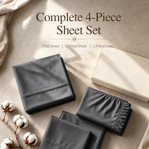 Image of MEISHANG 1000TC Egyptian Cotton Sheets King, 16 inch Deep Pocket | 1000TC Egyptian Cotton Sheets, Sateen Weave, Ultra Soft & Breathable, OEKO-TEX Certified