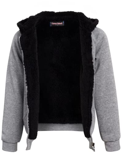 Coney Island Boys? Sweatshirt - Sherpa Lined Zip Hoodie (Size: 4-16), Size 8, Heather Grey/Black #TOP19
