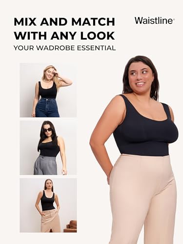 WAISTLINE Women's Sleeveless Bodysuit - Seamless Tummy Control Shapewear Body Suit - Sculpting Snatched Waist Shaper
