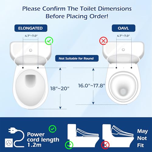GAICOM Bidet Toilet Seat Elongated, Electric Smart Heated Toilet Seat with Instant Warm Water & Dryer, Multiple Cleaning Modes, Remote Control, Self-Clean Nozzle, Soft Closed Toilet Lid, Night Light - Thumbnail 2