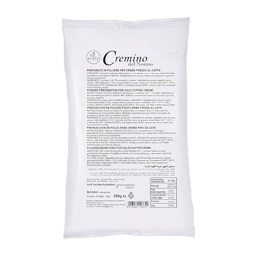 ALMAR - Cremino del Nonno, Crema Caffè Fredda Granitore, Preparazione con Acqua, Dessert Estivo Cremoso, Perfetto per Bar e Locali, Senza Glutine, Made in Italy, Offerta Risparmio, 1 Busta da 550g