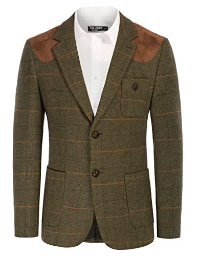 PJ Paul Jones Blazer à Chevrons en Tweed pour Homme, Veste habillée/de Sport en mélange de Laine à 2 Boutons, Taille S