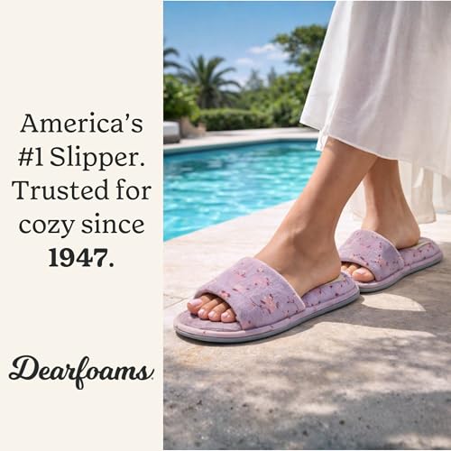 Image of Dearfoams womens Slipper Memory Foam Summer House Shoe Beatrice Terry Slide