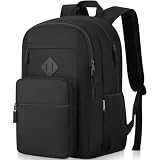 Atrgreu Black School Backpack for Teen Boys Girls, Lightweight Casual Student Bookbag, Daily-use Men and Women Travel Laptop Backpack Fits 15.6 Inch Notebook