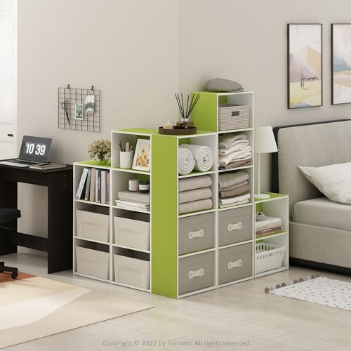 Image of Furinno Luder 3-Tier Open Shelf Bookcase, Green /White