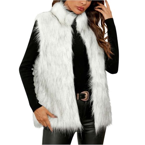 Chaleco de piel sintética para mujer chaqueta larga de invierno NZYIHAO sin mangas