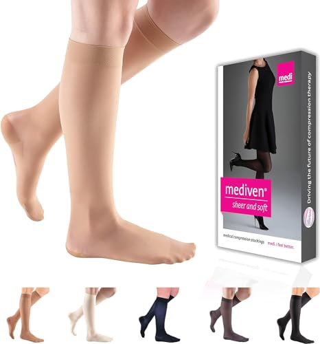 Image of mediven Sheer & Soft for Women, 20-30 mmHg - Closed Toe Leg Circulation, Knee High Compression Stockings for Women, Sheer Leg Support Compression Hosiery