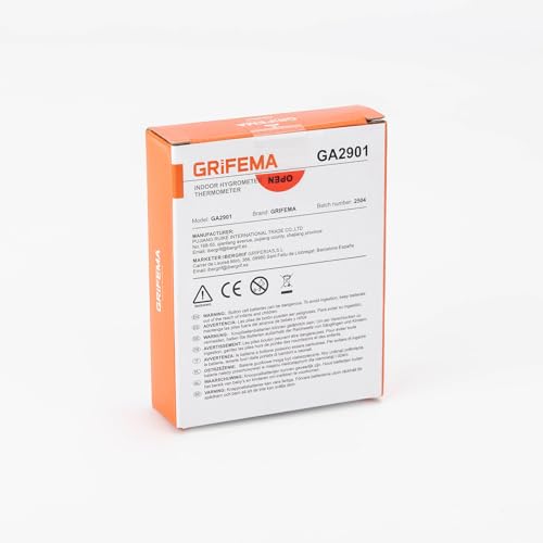 Miniatura 10 de Grifema Ga2901, Termómetro Digital Interior Del Higrómetro, Digital Medidor De Humedad Con Retroiluminación, Registro Máx Mín, Reloj Fecha, Ideal Para Hogar Invernadero, Blanco