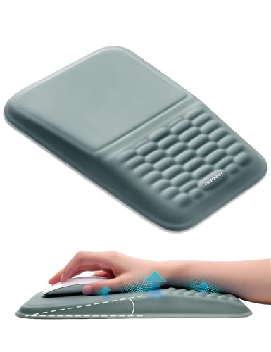 Vaydeer Ergonomic Mouse Pad with Wrist Support – Memory Foam Mousepad with Massage Bulge & Non-Slip PU Base, Relieves Carpal Tunnel Pain, Ideal for Computer, Laptop, Office & Home (11.7×7.6 in, Gray)