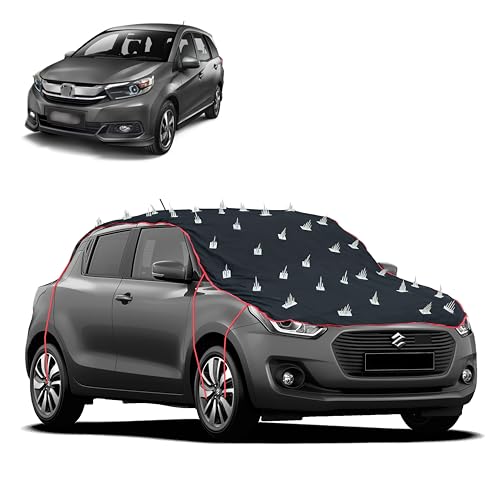Image of Dog Protection Spike Car Cover for Honda City Mobilio Bonnet to Roof Easy Installation with 4 Elastic Hook Strap | Anti-Scratch Soft Cotton Inner | Complete Protection from Street Dogs & Monkeys