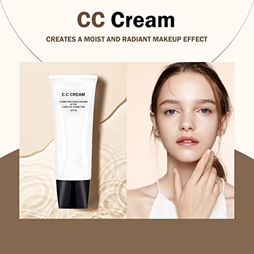Skin Tone Adjusting Cc Cream Spf 50 Foundation Mature Skin Makeup Primer Moisturizing Face Sunscreen Color Correcting Tinted Moisturizer For Face Concealer Brightening Natural Color 1.05 Oz (2Pcs) #TOP5