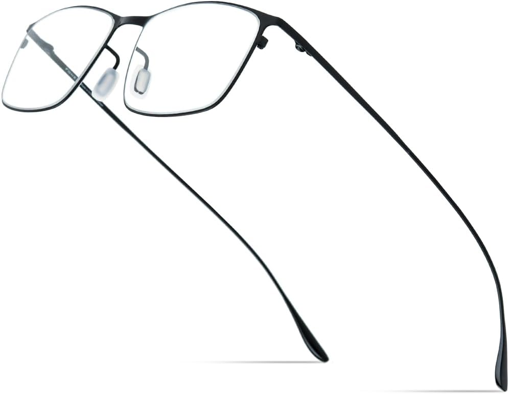FONEX Metal Square Eyeglasses,Full Rim Lightweight Glasses Frame for Men 8105