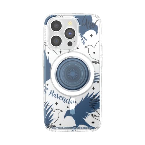 Image of PopSockets iPhone 15 Pro Case with Round Phone Grip Compatible with MagSafe, Phone Case for iPhone 15 Pro, Wireless Charging Compatible - Harry Potter - Ravenclaw