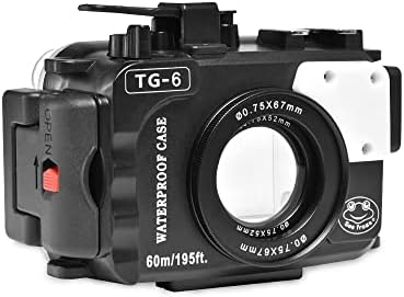 Sea frogs 195 Feet/60 Metre Underwater Camera Housing Waterproof Housing for Olympus TG6 Black (Housing + Red Filter)