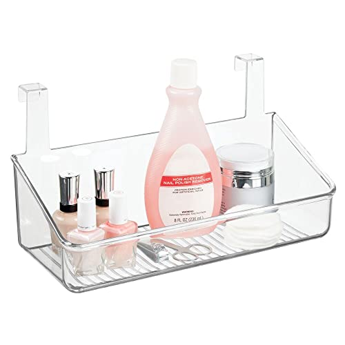 Mdesign Plastic Over Cabinet Door Storage Organizer Bin For Kitchen, Pantry, Bathroom, Laundry, Utility Room - Hang Outside Or Inside Door - Holds Lunch Bags, Shampoo, Cleaning Supplies, Small - Clear #TOP7
