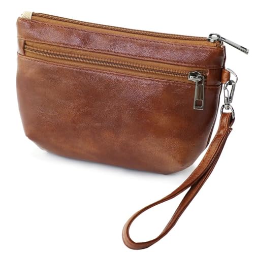 Image of Small Wristlet Wallets for Women, Zip Clutch Bag with Wristlet Pouch, 3-Zipper Original Design
