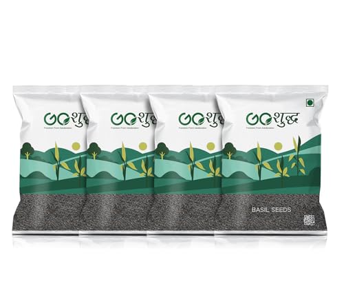 Image of Goshudh Basil Seeds 4 kg (1kg Each Pack of 4) | Tukmaria, Sabja Seeds