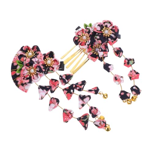 KAILIKETIY 3個和風発? 和服用タッセル付き花飾り 軽量で快適な伝統的ヘアアクセサリー 女性向け着物髪留め 優雅な和装スルに