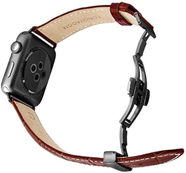 Amazon.com: Longvadon Leather Apple Watch Bands for Men - Compatible with  Apple Watch Series 1-7 (42, 44 \u0026 45MM) - Genuine Apple Watch Leather Band -  Caiman Series - Mahogany Brown \u0026