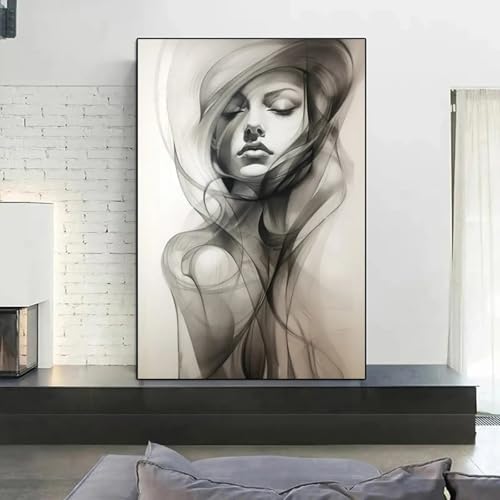 Toile femme abstraite moderne decoration murale maison affiche ruban smog 40x60