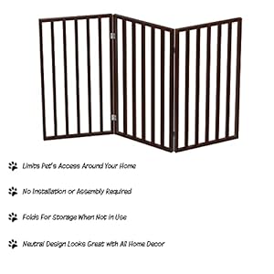   Indoor-Pet-Gate-3-Panel-Folding-Dog-Gate-for-Stairs-or-Doorways-54x32-Inch-Tall-Freestanding-Pet-Fence-for-Cats-and-Dogs-by-PETMAKER-Brown