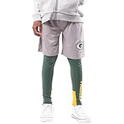 Ultra Game NFL Green Bay Packers Youth 2 Piece Leggings & Shorts Training Compression Set, Team Color, 10/12