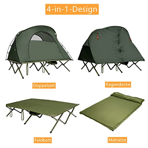 Feldbett mit Zelt GYMAX 4 in 1 Doppelzelt für Camping