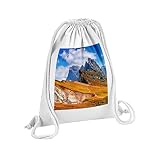100% cotone Borsa da Palestra in Cotone Picco e Scogliere Montagna Paesaggio Naturale 12 Litri, bianco, Taglia unica