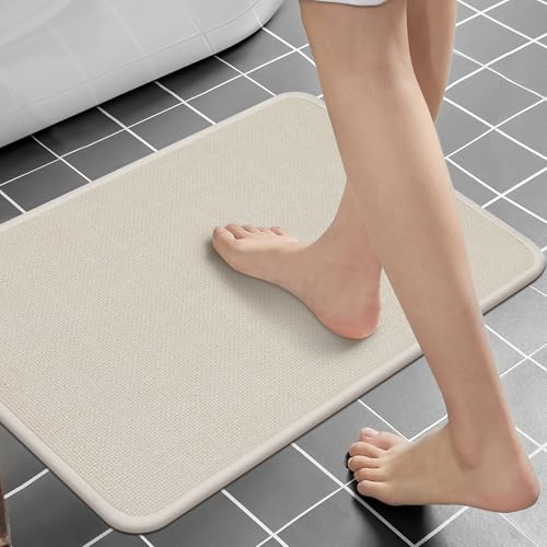 Housego Absorbent Bath Mat Rug, Magic Rug Bath Mat Absorbent & Quick-Dry Bathroom Mat Rubber Backing Non-Slip Floor Mat for Bathroom Kitchen Home, 17''x24'', Beige, 1PC — view 4