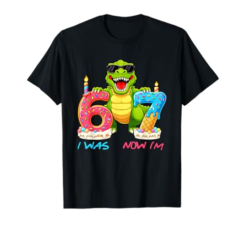 I was 6 Now I'm 7 Dinosaur 7 Years Old 7th Birhtday Boys Kid T-Shirt