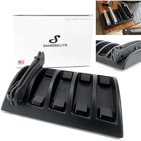 SnakeBelly EDC Knife Rack - EDC Gear Organizer Tray - Holder for Knives & Accessories (Black) Cover