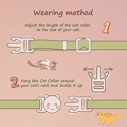 2 Pack Cotton Breakaway Cat Collar With Bell,Yellow&Green Flowers Pendant Cute Cat Collar Kitten Collar,Ideal For Girl Cats Boy Cats #TOP3