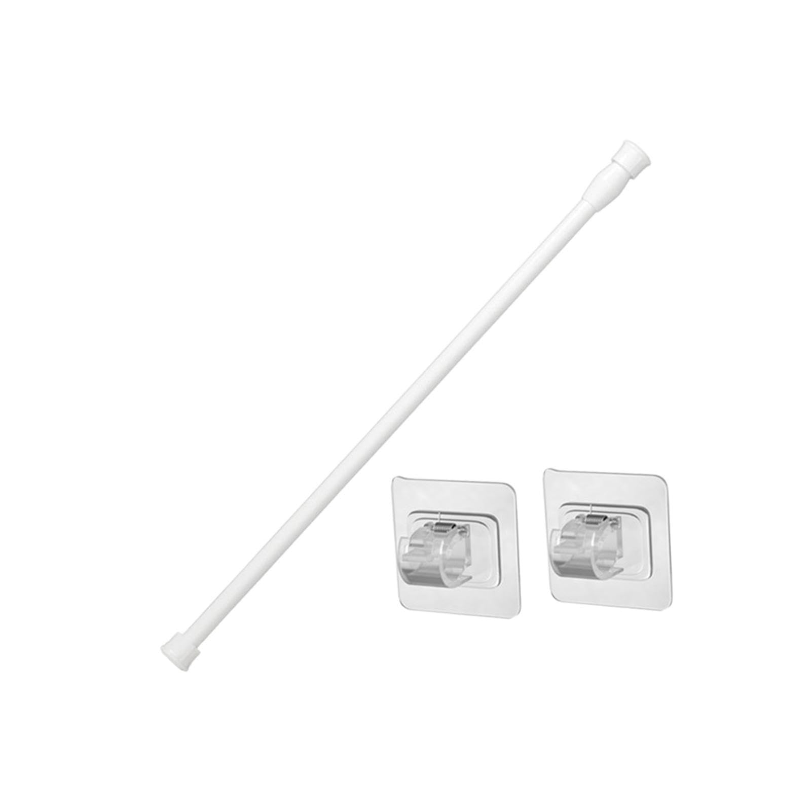 CYDZSRA White Tension Rod Closet Shower Hanging Clothes Installation Effortless Adjustable No Damage Telescopic Shower Curtain Rod Is Made Of Iron Expandable Spring Loaded, White, 50cm to 90cm